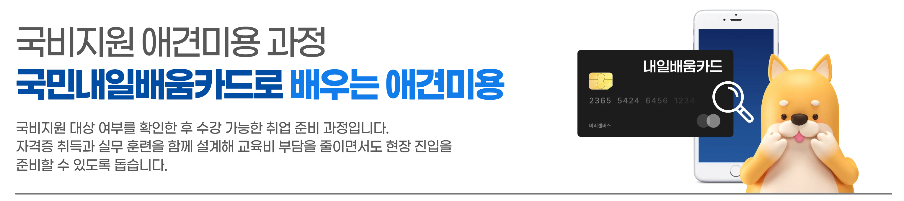 국비지원 애견미용 과정 소개 배너