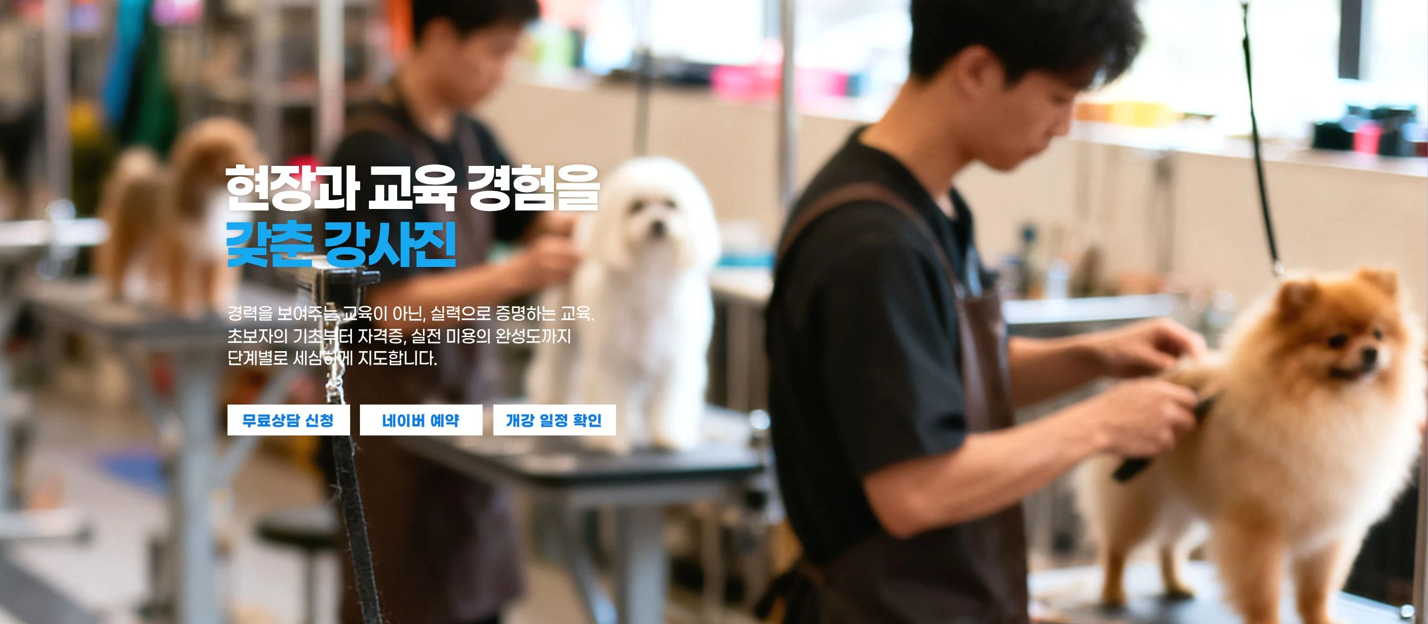 현장과 교육 경험을 갖춘 강사진 — 경력을 보여주는 교육이 아닌, 실력으로 증명하는 교육. 초보자의 기초부터 자격증, 실전 미용의 완성도까지 단계별로 세심하게 지도합니다.